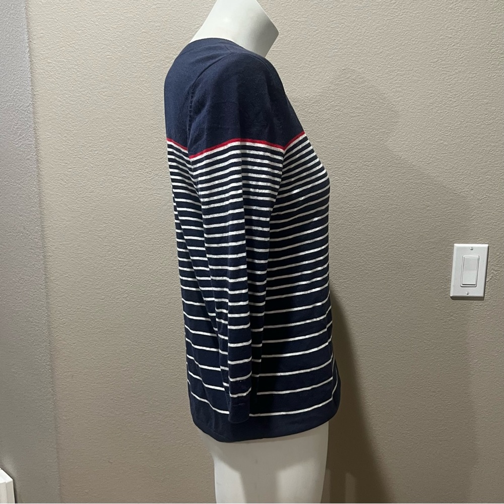 Market and Spruce bavy blue striped knit striped top - Picture 6 of 8
